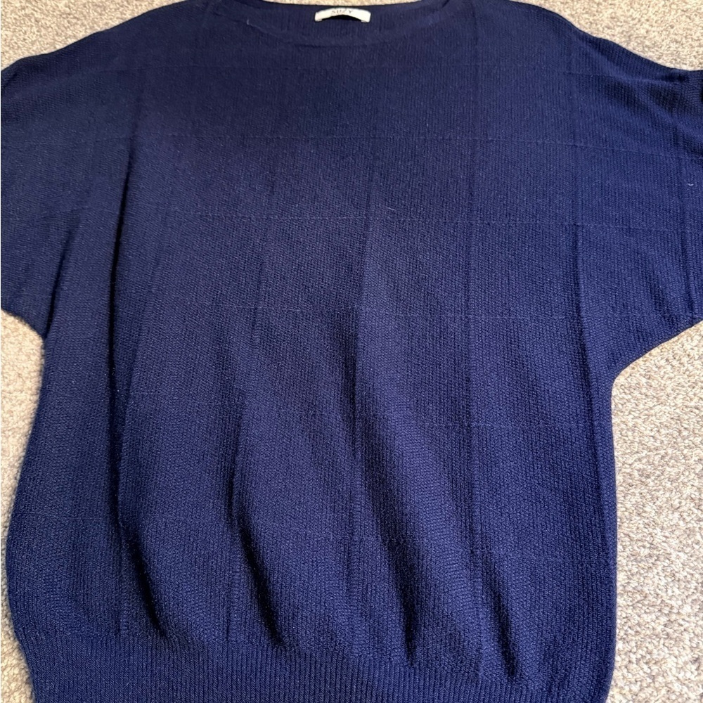 Suzy Shier Midnight Blue Crew Neck Sweater With Batwing Sleeve - Picture 3 of 3
